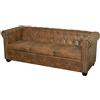 Mogou Divano Chesterfield 3 posti, Divano Letto, Divani Salone, Poltrona Divano Letto, Divani Moderni, in Pelle Artificiale Marrone