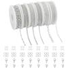 Bssowe 14 m, 6 rotoli di catena a maglie argentate, set fai da te | argento, con anellini aperti e chiusure a moschettone, tagliabile, ideale per collane, bracciali e gioielli fai da te