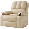 Garvee Poltrona Relax Reclinabile Oversize 27 in Pelle PU - Reclinazione manuale - Braccioli comodi - Portabicchiere e tasche laterali - Portata max 400 lb - Colore: M01 Beige