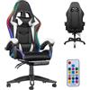 Fenix Home Sedia Gaming LED RGB Ergonomica Reclinabile Girevole 360° | Base in metallo a 5 razze, schienale inclinabile 90-130°, cuscino lombare e poggiatesta, braccioli imbottiti, ecopelle