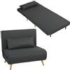HOMCOM Poltrona Letto Singolo 3 in 1 con Cuscino, 120kg, 94x78x80cm, Grigio | Schienale Regolabile in 6 Livelli, Divano Letto Singolo Pieghevole per Camera da Letto, in Tessuto e Legno