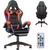 Fenix Home Sedia Gaming LED RGB Ergonomica Reclinabile Girevole 360° | Base in metallo a 5 razze, schienale inclinabile 90-130°, cuscino lombare e poggiatesta, braccioli imbottiti, ecopelle
