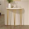 YITAYMLI Tavolo Consolle d'Ingresso Moderno Semicircolare Effetto Legno | Tavolo da Corridoio Stretto Alto 90cm, Angoli Arrotondati e Gambe in Ferro a Triangolo(Gold,60cm/23.6in)