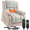 HOMCOM Poltrona Elettrica Alzapersona Reclinabile 150°, Beige | Poltrona Relax Massaggiante 8 Punti Riscaldata, Seduta Ampia, in Velluto per Anziani, USB, 2 Telecomandi, Poggiapiedi, Tasche