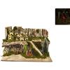 Aurora Store Presepe Completo in Sughero Ambientazione Villaggio Paesaggio con luci Fuoco, con Grotta Scale Legno Dimensioni 60x32,5 x h. 40 cm Vuoto presepio Napoletano