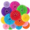 AOOTE Colore Ventagli di Carta Decorazione Confezione,16 PCS | Ventagli di Carta Decorativi Festa,Paper Fans Ventole Piegate Decorative Ventaglio Rotondo per Feste Compleanno Matrimonio