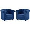 Vente-unique - Lotto di 2 poltrone CHESTERFIELD in velluto Blu notte