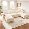 Gojyjqytupo Divano angolare a forma di U, design modulare a 4 posti, piedini in metallo | Con effetto nuvola e cuscino in schiuma a doppio strato, con 2 chaise longue, 2 cuscini, adatto per soggiorno/camera da letto