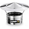 SUNIFY Cappello Parapioggia Inox per Camino e Tubo Stufa 150mm | Blocca Acqua e Neve | Resiste alla Corrosione | Non Frena il Tiraggio | Uso Esterno | Legna, Pellet, Gas, Gasolio