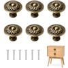 HGAJMT Pomelli per Mobili e Maniglie Cucina, 6 Pz Bronzo Antico, Design Vintage Europeo per Armadi - Montaggio Rapido, Struttura Legata Robusta Anti-Ossidazione
