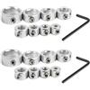 BCENG Set di 16 anelli di arresto di profondità per trapano 3/4/5/6/8/10/12/16 mm, limitatore di profondità con chiave esagonale, in acciaio inox, arresto di profondità per lavori di lavorazione del legno
