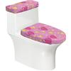 Fabpuro Copriwater elasticizzato e copriwater con fondo elastico, morbido copriwater per San Valentino, amore, cuore, stelle, decorazione per la casa, set da 2