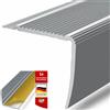 KARAT Profilo di gradini per scale integrali, forma a L, preforato o adesivo, materiale di montaggio incluso, profilo scala in alluminio (90 x 3 x 3,5 cm, adesivo, argento)