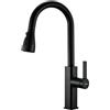 KeeGone Rubinetto Miscelatore Da Cucina Con Doccetta Estraibile, Rubinetto Miscelatore Per Lavello Da Cucina, Ad Arco Alto, Girevole a 360°, 3 Modalità, Nero