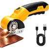Zehan Zitong Forbici elettriche a batteria da 2000 mAh, taglierina per cartone, blocco di sicurezza e luce LED, taglierina universale ricaricabile per cartone, tessuto, tappeti, pelle, feltro e plastica