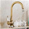 HWSY Rubinetti da cucina in stile europeo in bronzo, rubinetti per lavello da cucina antichi, miscelatore per lavabo da appoggio antico, rubinetto per lavello girevole a 360 gradi, rubinetti da cucina