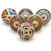 FOLK CRAFT Indian Haat Bazaar Pomelli per comò per armadi e cassetti, in ceramica multicolore multicolore, decorativi in ceramica blu, per armadio da cucina, armadio, confezione da 6