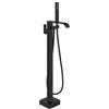 NEWFUN Rubinetto per vasca da bagno indipendente, montaggio a pavimento, Tubo Flessibile, Supporto per Doccetta e Portasapone, Montaggio a Vite,Adatto per bagno, doccia, bocca girevole a 360°