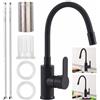 YAMAIDUO Rubinetto Lavello Cucina, Girevole 360°con Beccuccio Flessibile | Miscelatore Cucina in Acciaio Inox, Monocomando Rubinetto Cucina Alta Pressione per Acqua Fredda e Calda, Nero