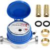 QWORK® Contatore acqua giardino, contatore dell'acqua fredda 1/2 pollice con copertura protettiva e collegamento in ottone, per uso domestico