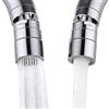 FlyHigh Rubinetto con doppia funzione e testa girevole a 360 gradi, aeratore per rubinetto a risparmio idrico, adatto per cucina/bagno, include 2 adattatori (M24 e F22)