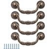 ZONADAH Set di 4 maniglie vintage per armadio, distanza tra i fori 96 mm, maniglie rotonde per armadi in bronzo anticato, maniglie per cassetti in rame, per armadio, armadio, cassettiera