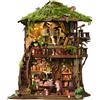 BESSERITE Book Nook Bosco con Sala da Tè, Luci LED, Puzzle 3D, 410 Pezzi | Modellismo in legno per adulti, casa miniatura DIY da costruire, decorazione libreria e regalo per amanti dei libri
