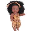 Monetais Baby Doll nera Capelli ricci articolari mobili realistici da 14 pollici | Baby Doll realistica con articolazioni mobili e vestiti del corpo in morbido vinile