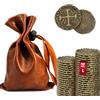 ZWGParty Set di 40 monete dorate pirati in bronzo in metallo con sacchetto in pelle PU - repliche doppioni spagnoli, ideali per decorazioni per feste pirati, gettoni giochi da tavolo, TTRPG o