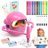 Yorrimmu Robot da colorare per bambini con 100 carte, 12 matite colorate e 6 matite da colorare, robot educativo interattivo vocale con musica, robot ricaricabile per bambini dai 3 anni in su (rosa)