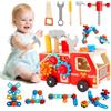 LIAILA Cassetta Attrezzi Bambini, Attrezzi da Lavoro Bambini, Giochi Montessori in Legno per Bambini di 2 3 4 5 Anni, Giocattoli Educativi Motorii, Adatto a Giochi per Bambini di 2 Anni Maschio