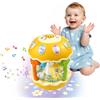 woollywink Giocattolo Musicale Con Proiettore a Tema Oceano e Luci（Giallo Luminoso） | Tamburo con Musica e Luci Colorate, Cubo di Attività Rotante con Proiezione Marina, Regalo per Bambini e Bambine 12 m+