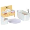 LUNDBY Set di mobili per casa delle bambole, con vasca da bagno e WC, 5 | Set di mobili da bagno, vasca da bagno per bambole, WC con coperchio, lavandino, vano portaoggetti, tappeto, asciugamano
