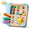 lalalark Montessori Busy Board, Giocattolo per l'apprendimento sensoriale Bambini, Lavagna per attività in Legno 15 luci LED e 9 Effetti sonori per Migliorare Le capacità motorie, Regali per Bambine