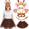 VorErgyllic Costume completo da gatto per bambine | Accessori per capelli con orecchie, maschera, papillon, coda, tutù, guanti a zampa, calzini per compleanno, Halloween