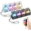 Pinyenr Tastiera fidget portachiavi con luce a LED colorata, divertente tastiera portatile a 4 tasti, tastiera da dita, riduzione dello stress, per adulti, clicker, fidget toy (1 x bianco + 1 x