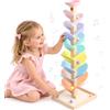 Fantspati Albero Musicale Montessori Giochi Bambina, Pista Biglie per Bambini Legno | Albero Sonoro Arcobaleno con Palline e Foglie, Giocattoli Sensoriali Montessori, Regalo di Compleanno e Natale per 3-7 Anni