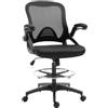 Vinsetto Sedia da Ufficio, Braccioli Ribaltabili 64x60x106-126 cm Nera | Traspirante, Altezza Regolabile, Sedia per Scrivania, Poggiapiedi Regolabile