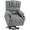 MCombo M MCombo Poltrona TV con ausilio elettrico, poltrona reclinabile, poltrona massaggiante con funzione calore, 7102 (tessuto, grigio)