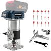 Bycpower Fresa a batteria per batteria Bosch da 18 V, motore senza spazzole da 30000 giri/min, 6 livelli, fresatrice per legno senza fili con diametro di 6,35 mm, con 15 frese da 1/4 per legno e