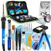 Techrebal Saldatore di Precisione 60W Blue Jet, Kit Completo 16 in 1 con Supporto, Pompa Dissaldante, Tappetino in Silicone, Flussante, Pinzette, Stagno, 5 Punte Intercambiabili e Valigetta