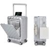 Sea choice Valigia per il bagaglio a mano con scomparto per laptop trolley a guscio rigido valigia con ruote porta di ricarica USB tasca frontale con serratura Per aerei 39L (Bagaglio a mano, Argento)