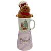Generico Bellissima confezione regalo con Mini Pandoro Bauli 100 g + tazza mug in ceramica a tema natalizio e un peluche omino di pan di zenzero, tutto confezionato in un foglio cellophane!