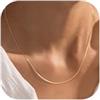 BodyBonita Collana a Catena in Oro - Collana Girocollo con Chiusura in Argento Sterling 925 placcata in Oro 14K, 14/16/18/20 Pollici, Collana a Spina di Pesce con Catena Figaro Sottile