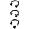 BodyBonita G23 titanio ferro di cavallo septum piercing - 2/3 pezzi anelli per naso barbell circolare spikes gioielli per setto nasale piercing naso labbro conch helix rook Color Oro/Color Argento/Nero