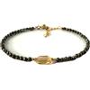YUGNA Bracciale in pirite con citrino, rondelle da 3 mm e perline sfaccettate di forma particolare, lunghezza 7 pollici, chiusura regolabile placcata in oro. | LNK_YG_08436