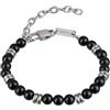 Breil, Bracciale Uomo in Acciaio Satinato e Onice Nero | Collezione Wise, Design Moderno Ed Elegante, Lunghezza Regolabile 17-22 Cm, Idea Regalo Uomo e Ragazzo