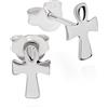 NKlaus Coppia Orecchini a perno Ankh egiziano 925 Argento 8x5mm Orecchini religiosi da donna piccoli 11137