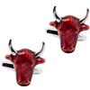 Dsnyu Pomello da Polso Argento, Camicia a bottone da Polso Uomo Costume Rosso Testa di Toro Donna Gioielli per Matrimonio, 20x17CM, Senza Gemme