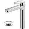 Miscelatore monocomando lavabo alto serie kreo con scarico clic clac.